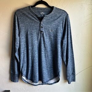 Hollister‎ Men’s Blue Heathered Henley Long Sleeve Tee Sz S